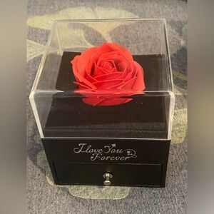 Real Preserved Rose Gift Box with Heart Necklace “I Love You in 100 Languages”